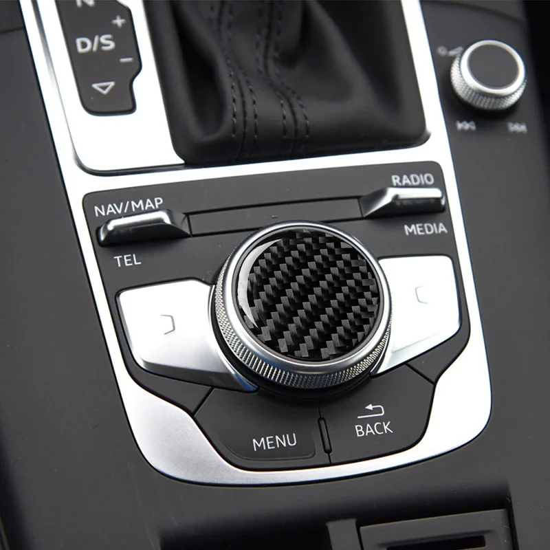 

Carbon Fiber Central Control Multimedia Knob Decals Cover Trim Stickers Styling Trim Sticker For Audi A3 2014-2017 Car Accessory