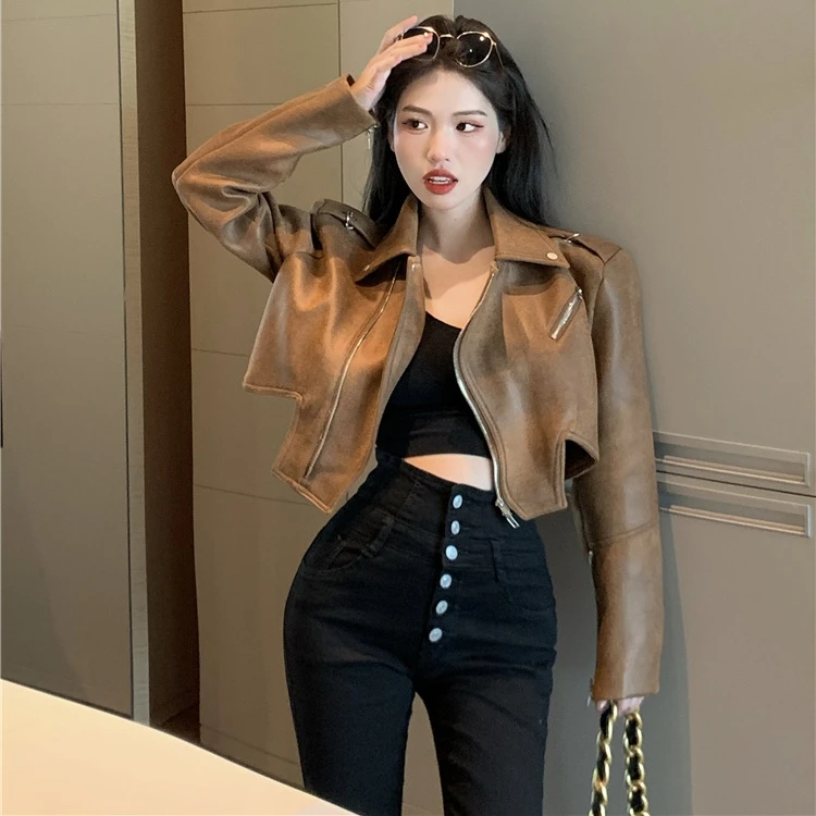 Spring Autumn Faux Leather Jackets Women Loose Casual Coat Female Motorcycles Outwear Zipper Outfit Fashion Short Female Jacket enlarge