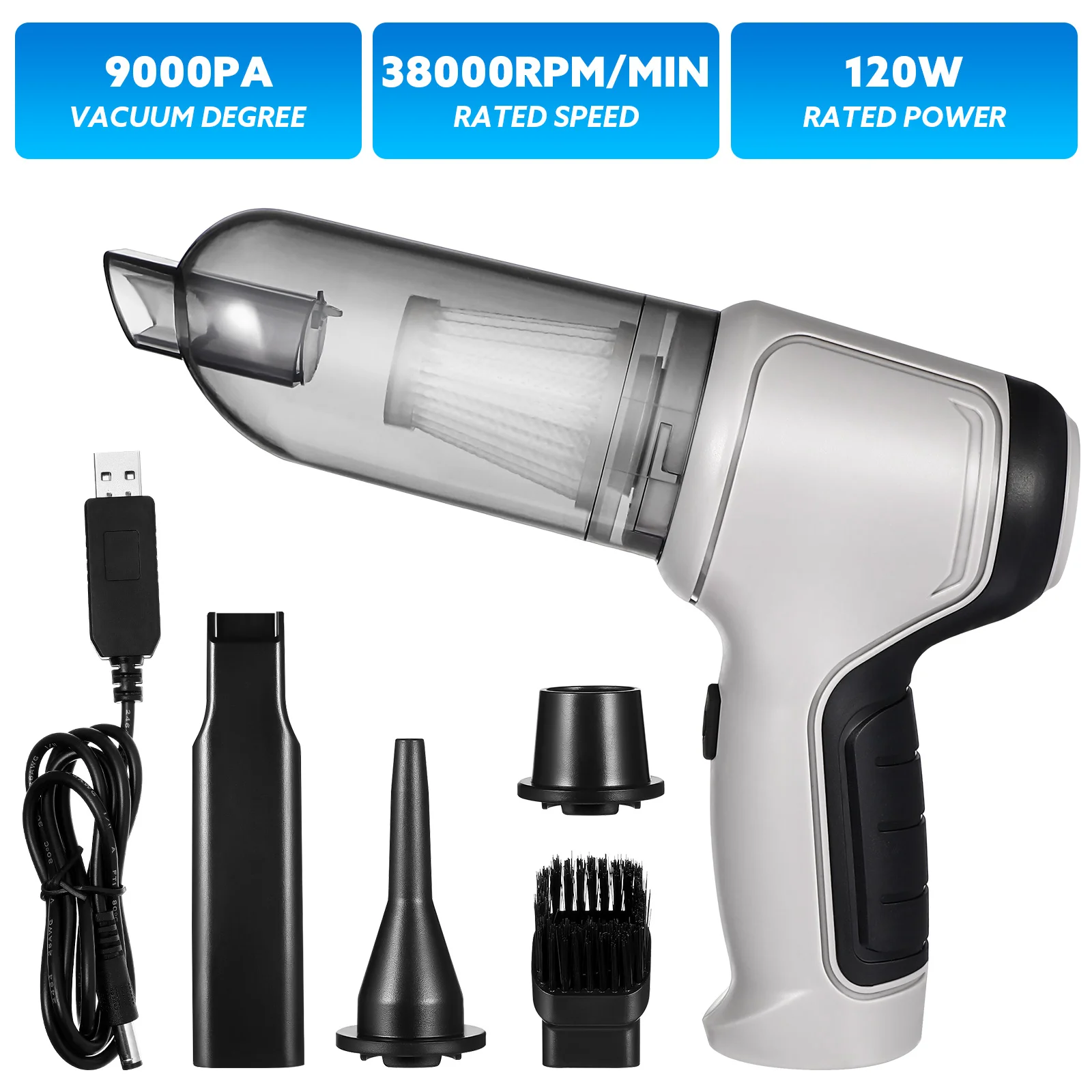 

1 Set Car Vacuum Cleaner Handheld Cordless Electric Air Duster for Car Interior Computer Keyboard Lens Cleaning