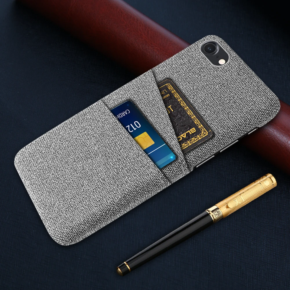 Luxury Fabric Dual Card Phone Cover For iPhone 7 8 SE 2 3 2020 2022 Case For iPhone Apple SE 2nd 3rd generation SE2 SE3 Funda