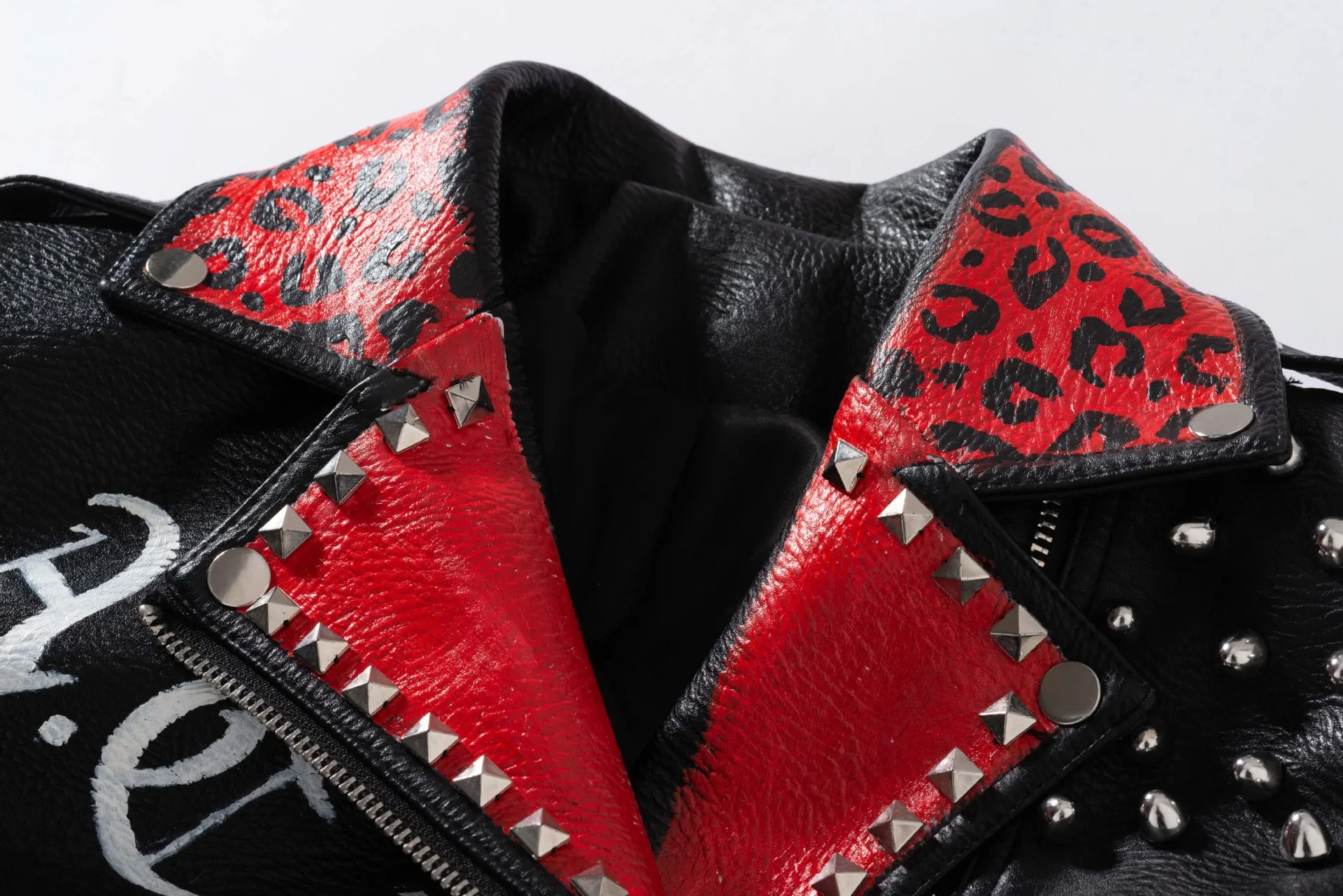 Women's Spring New Leather Jacket Street Skull Fun Print Rivet Colorblock Punk Motorcycle Leather Jacket enlarge