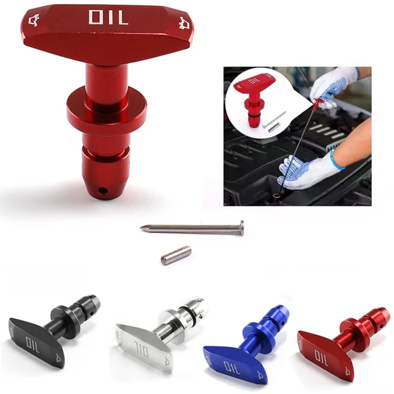 Car Oil Dipstick Pull Handle Engine Oil Pullhandle Aluminum Billet Brand New Universal Automobile Replacement HT-ODP02