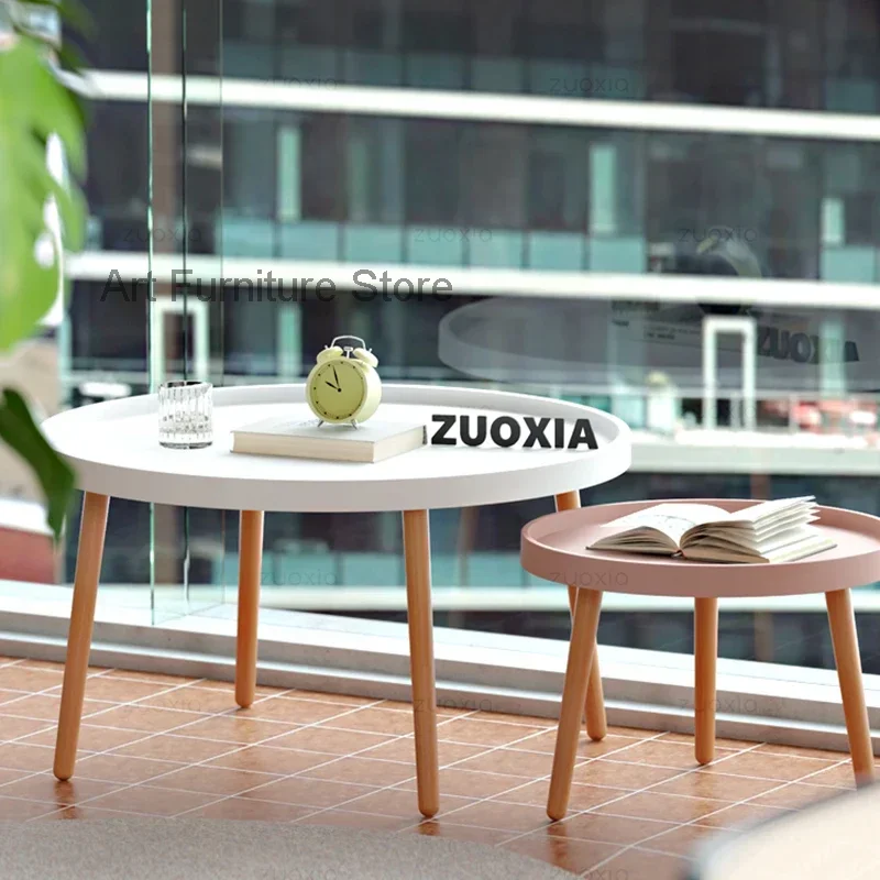 Скандинавский минималистичный журнальный столик круглый небольшой пластиковый