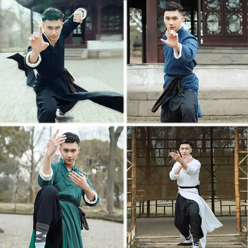Кунг-фу Ханфу Боевые искусства Вонг Фэй повесить Yip Man Wing Chun Костюм для выступлений Древний костюм Длинная рубашка халат ханьфу (art.: 3920cfab3e467) - 3920cfab3e467