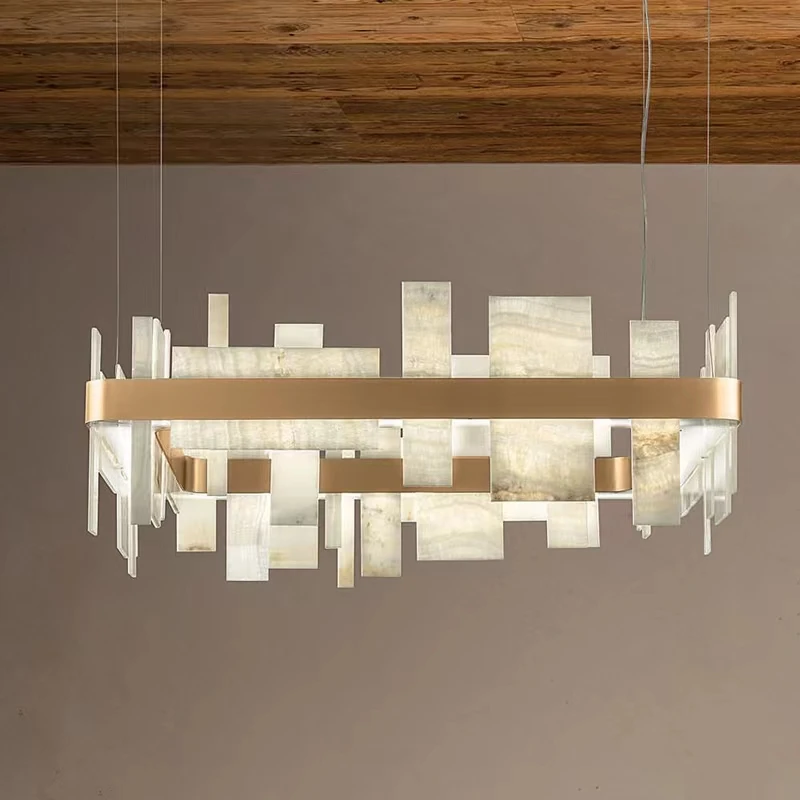 

Natural Marble LED Chandelier Luxury Novelty Lighting Modern Art Design Hanging Lamps Suspension Luminaire Lampen For Bedroom