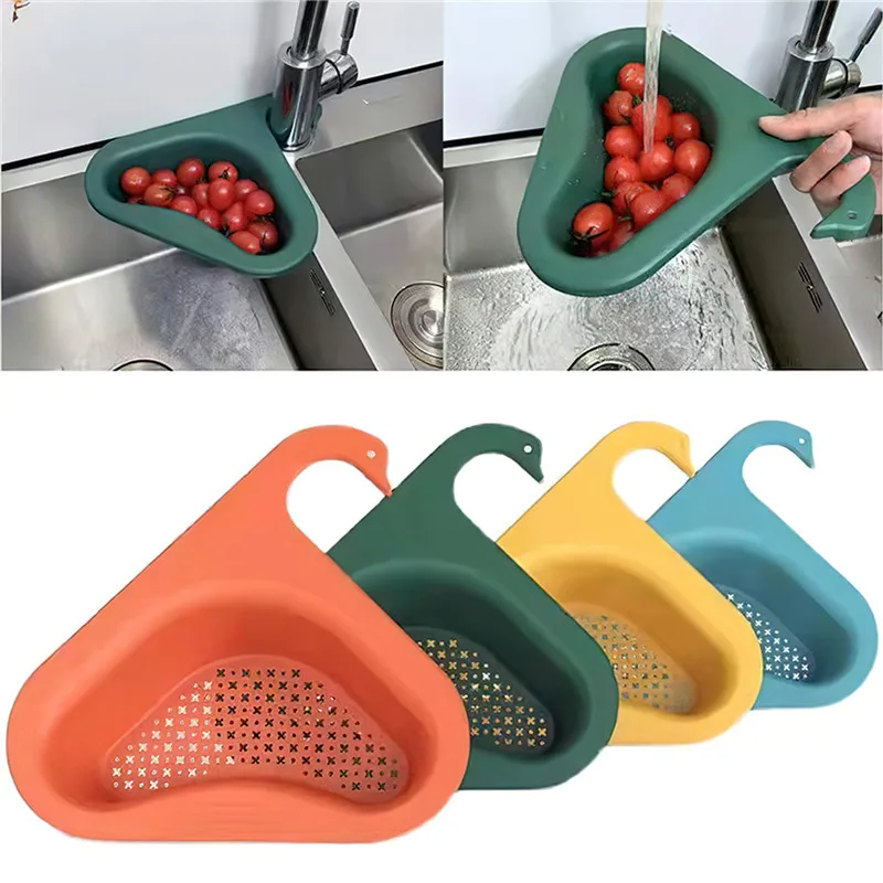 

Kitchen Swan Sink Strainer Drain Fruit Vegetable Drainer Sponge Rack Storage Tool Basket Kitchen Leftover Sink Filter Shelf