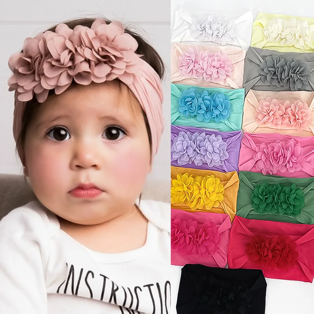 

Baby Girl Elastic Hair Band Nylon Flower Baby Hair Band Soft Wide Edge Baby Headband Kids Headwear Neonatal Headband