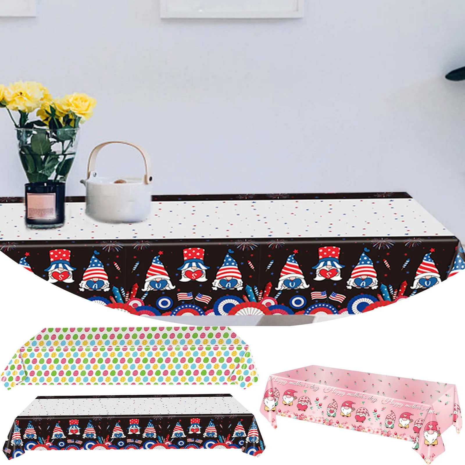 

Tablecloth Inch Independence Day Mother's Day Easter Tablecloth Suitable Disposable Table Cover for Baby Football Table Covers