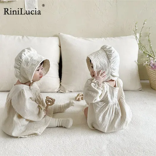 

RiniLucia Baby Girl Autumn Clothing Baby Girl Lace Romper Cotton Newborn Girls Jumpsuit Dress Fashion Infant Outfit Clothes