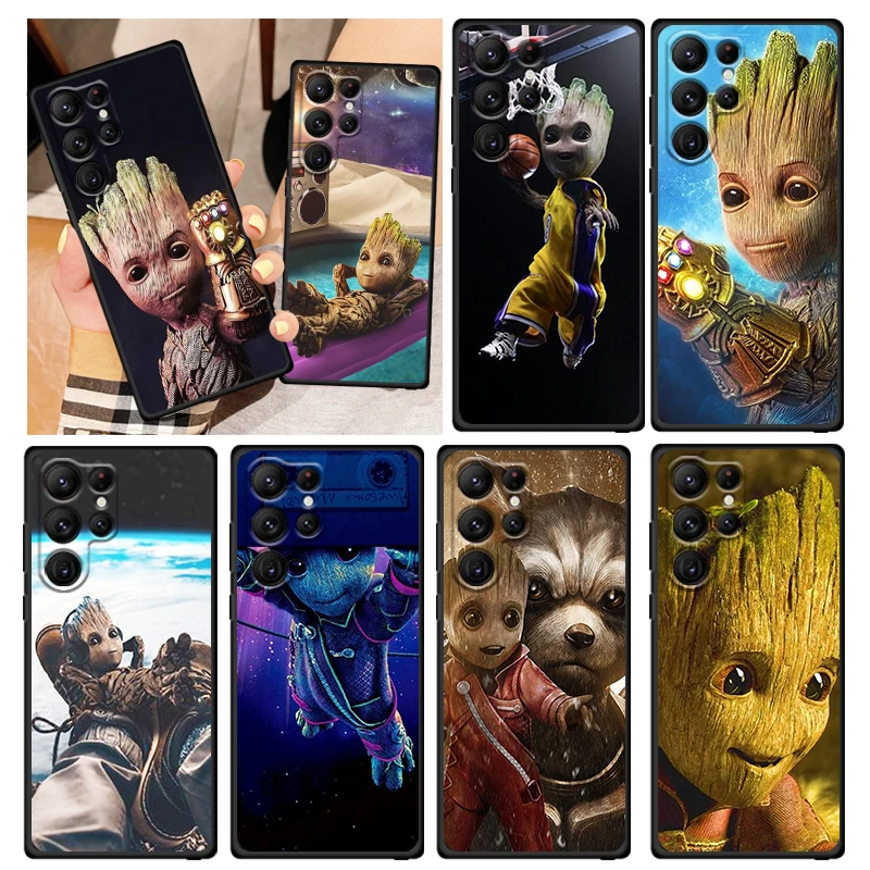 

Marvel Avengers Groot Phone Case For Samsung Galaxy S23 S22 S21 S20 FE S10 S10E S9 Plus Ultra Pro Lite 5G Black FUnda
