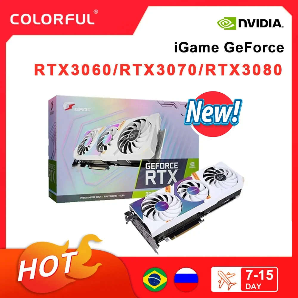 COLORFUL New Graphic Card GDDR6X rtx 3060 3060Ti rtx 3070 rtx 3080 8GB 12GB Gaming GPU Video Cards 256 Bit placa de vídeo LHR