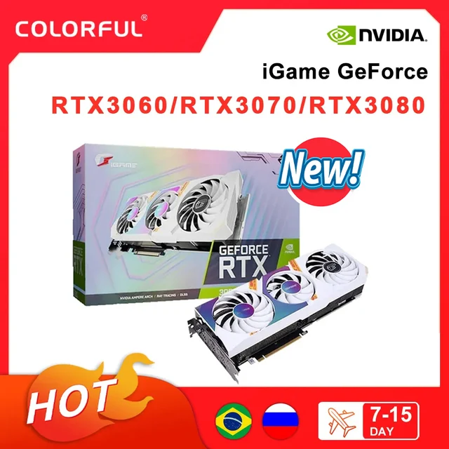 COLORFUL New Graphic Card GDDR6X rtx 3060 3060Ti rtx 3070 rtx 3080 8GB 12GB Gaming GPU Video Cards 256 Bit placa de vídeo LHR 1
