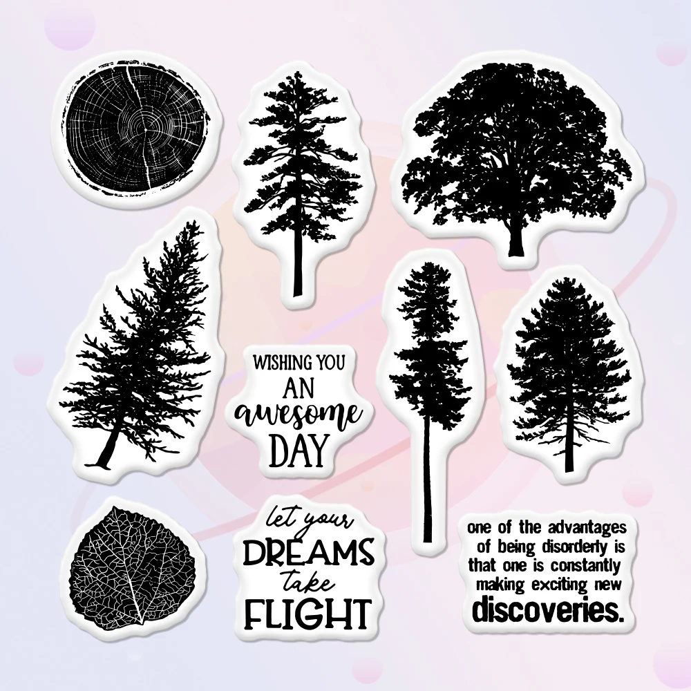 Pine Trees Cutting Dies And Stamp Set DIY Scrapbooking Metal Cut Clear Stamps For Making Cards Crafts Nature Series Stencil |