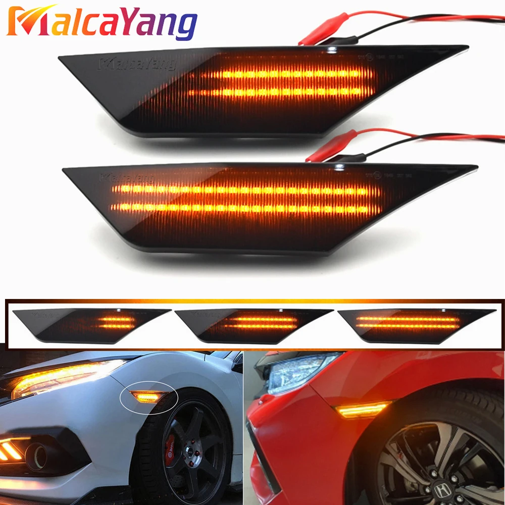 

1Pair LED Dynamic Lamps Front Side Marker Light Turn Signal Light For Honda Civic 10th Gen Sedan/Coupe/Hatchback 2016 2017-2021