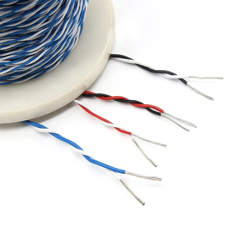 PTFE Wire 2pins Twised Pair 26/25/24/22/20/18/17/15/13AWG DIY FEP High Temperature Electronic Signal Silver Plated Copper Cable