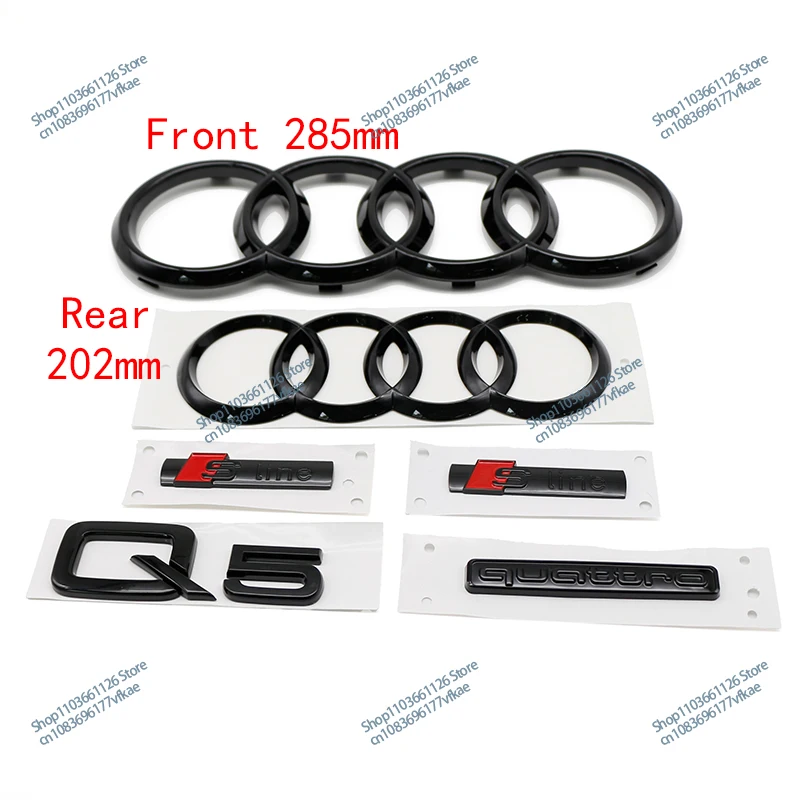 4-кольцевой логотип из АБС-пластика глянцевый черный автомобильный капот