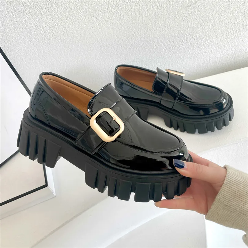 

Туфли-Лоферы женские на платформе, Модные Туфли Мэри Джейн, оксфорды с круглым носком, повседневные кроссовки на каблуке, 2022