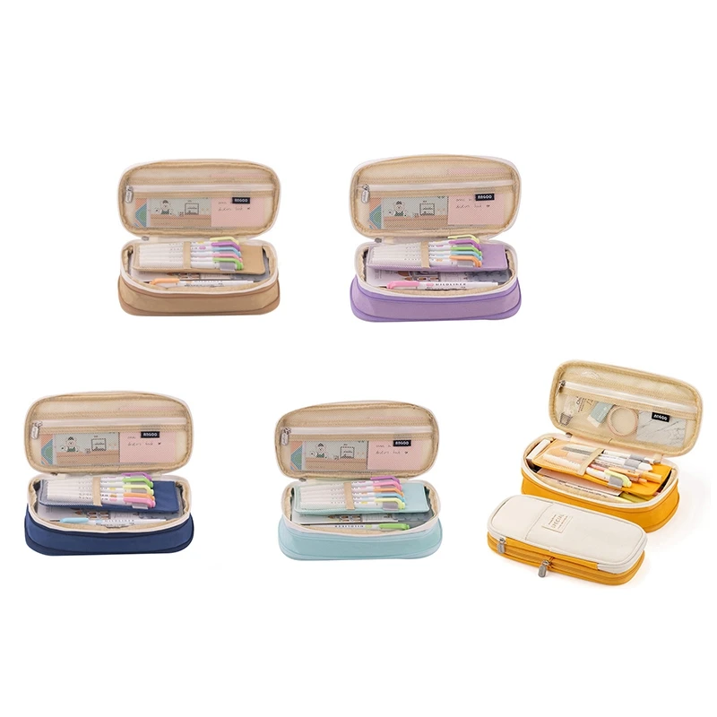 

Пеналы ANGOO большой емкости, искусственная коробка для девочек, офисные студенческие канцелярские принадлежности, органайзер, школьные принадлежности