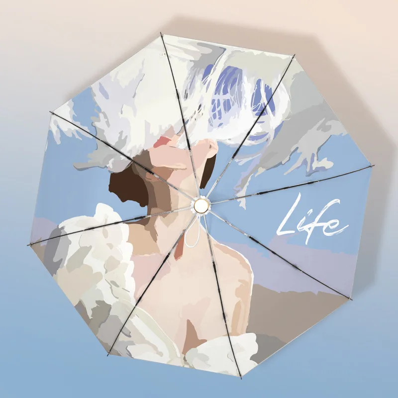 

Автоматический ветрозащитный 3 складной зонт от дождя, женские портативные женские модные зонтики с серебряным покрытием, мужской подарок, ...