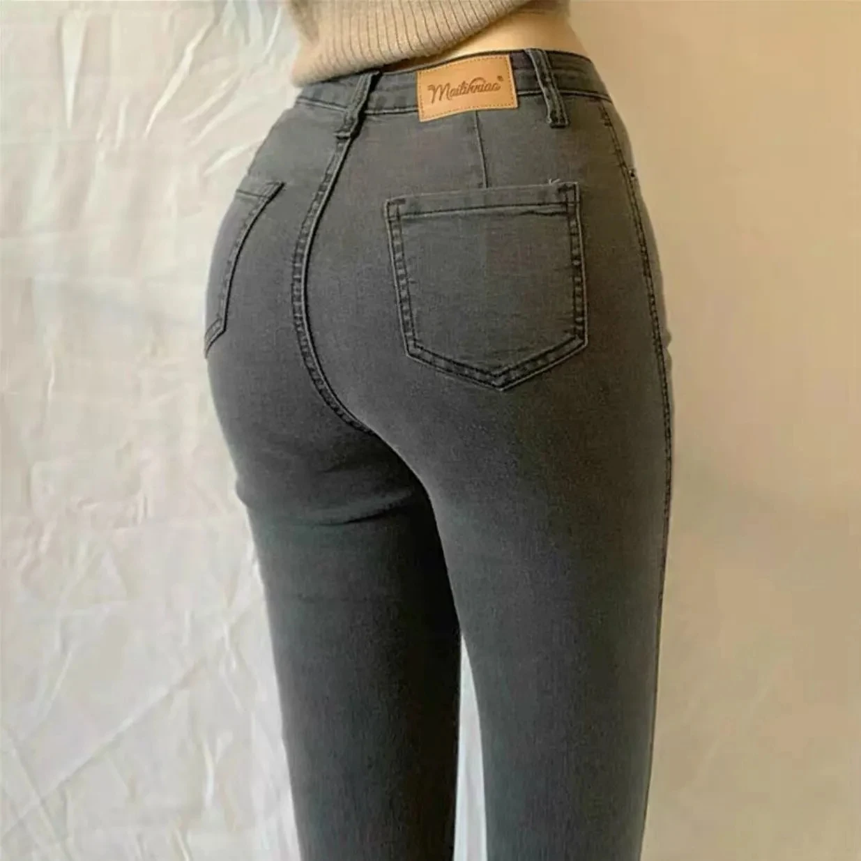 Sexy Skinny High Waist Blue Jeans Women Plus Size 38 40 Korean Fashion Slim Pencil Pant Streetwear Elastic Tight Denim Trousers