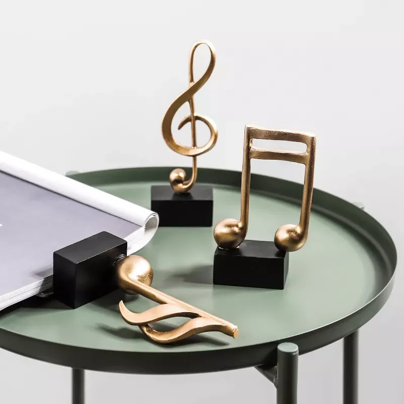 

Figurine Decorative Art Statuette Golden Musical Note Handicraft Living Room Wine Cabinet Desk Ornaments Home Decor