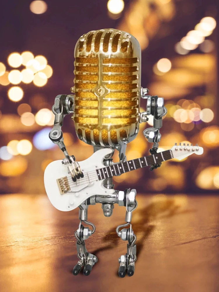 

Night Lights Desk Lamp Vintage Microphone Guitar Robot Table Lamp LED Bulbs Wall Lamps Retro Handmade Home Desktop Decoration