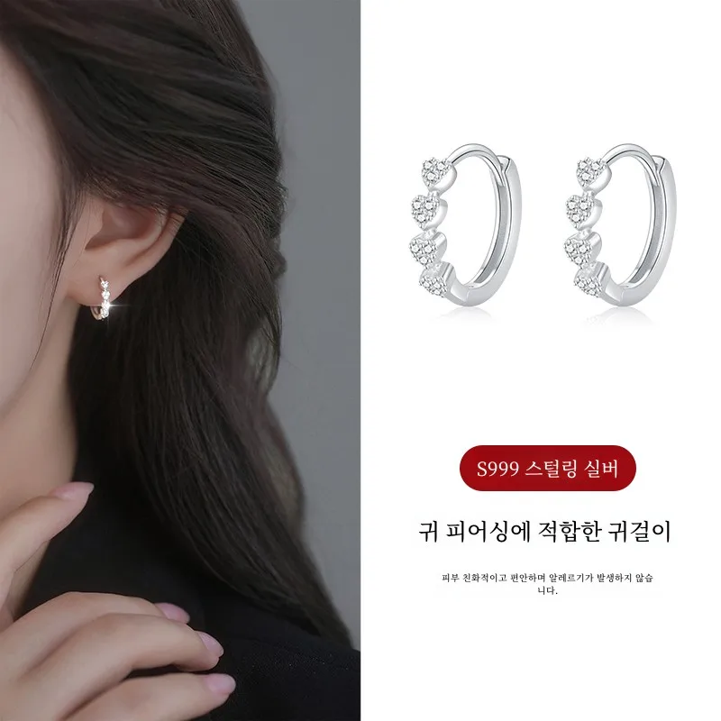 Серьги-кольца Love из стерлингового серебра 999 пробы. Усовершенствованный пирсинг