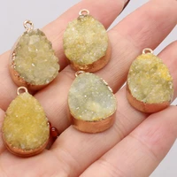 natural stone gem yellow drop agate crystal bud pendant craft makingdiy necklace earring jewelry accessories charm gift party1pc