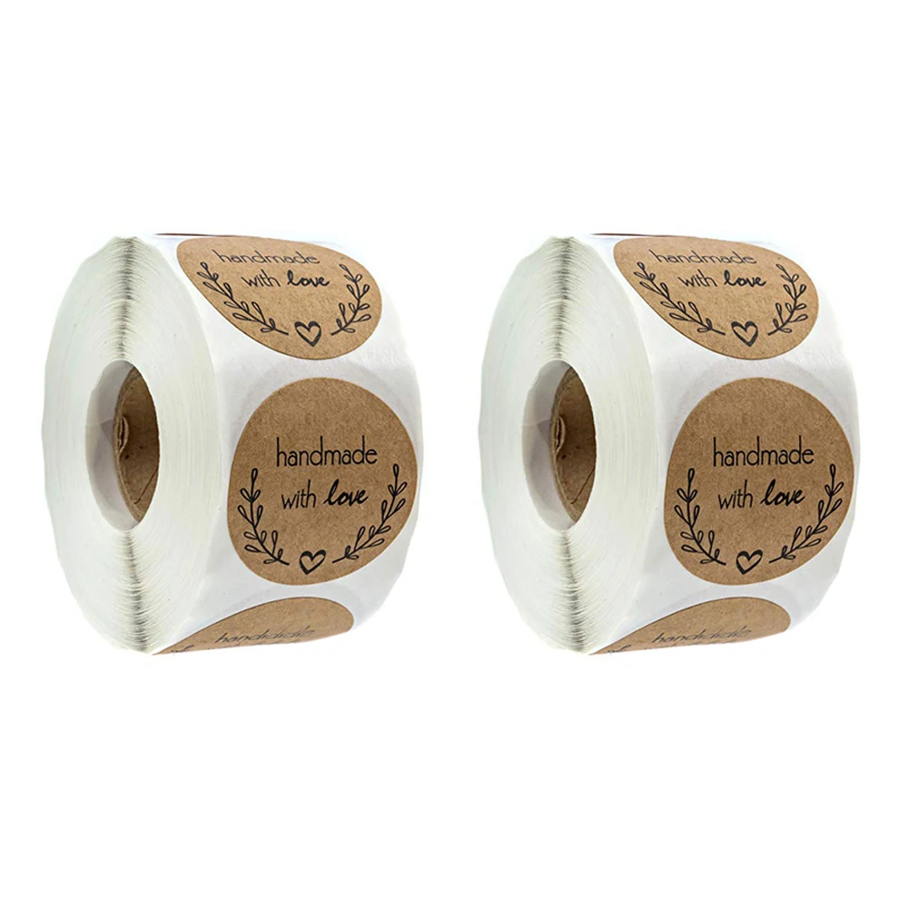 

1 Roll 500pcs Scrapbooking Seal Adhesive DIY Olive Branch Stationery Handmade With Love Decoration Craft Round Sticker Tags Home