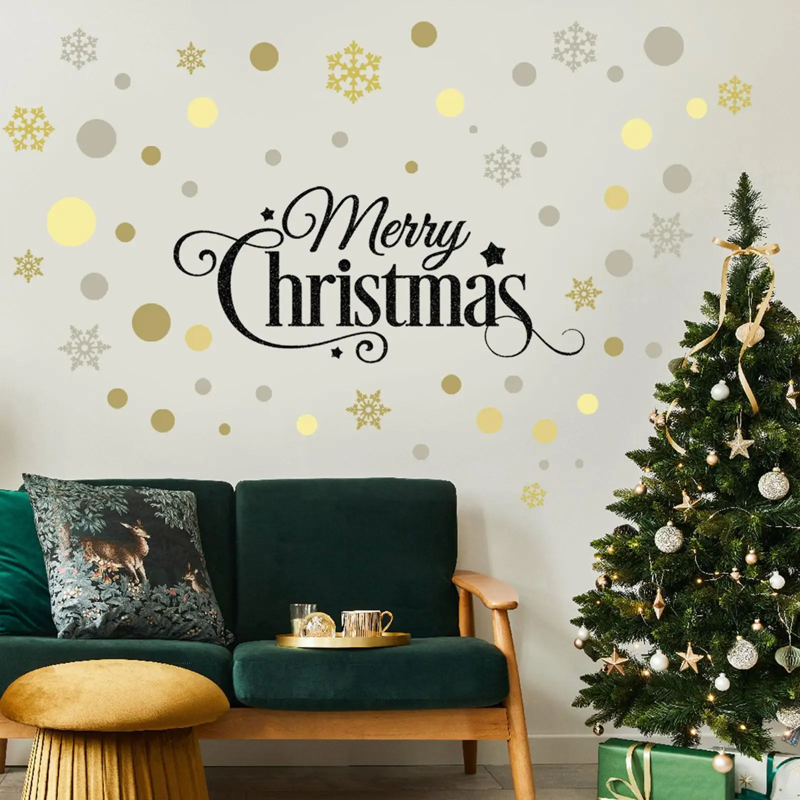 

Christmas Colorful Dots Snowflake Christmas Wall Stickers Decoration Wholesale Wall Room Room Self-adhesive Living Stickers Y6b1