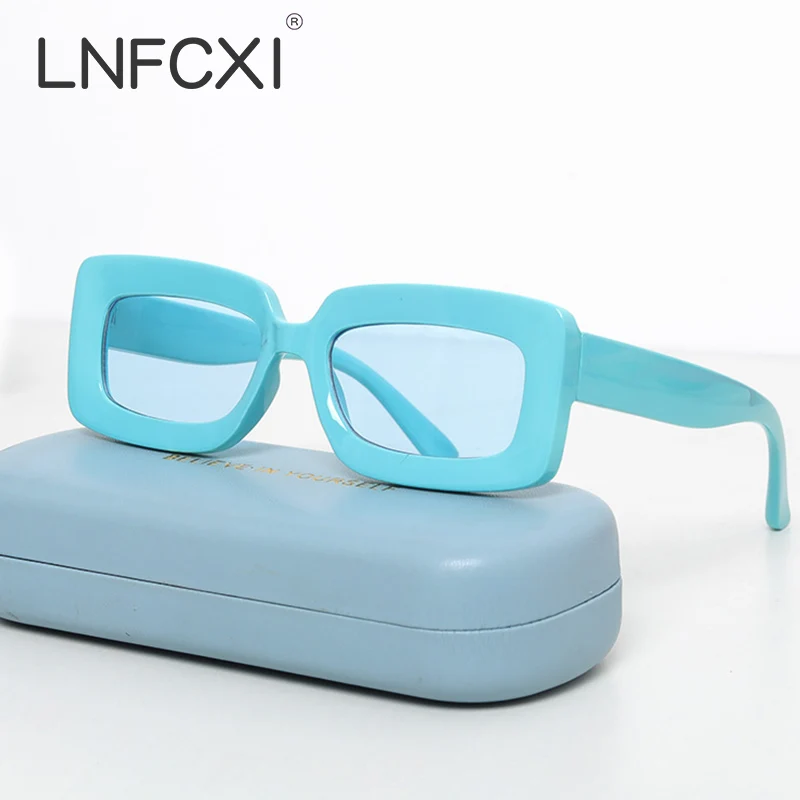 

LNFCXI Fashion Rectangle Women Candy Color Sunglasses Women Men Shades UV400 Men Trending Square Sun Glasses Ins Popular