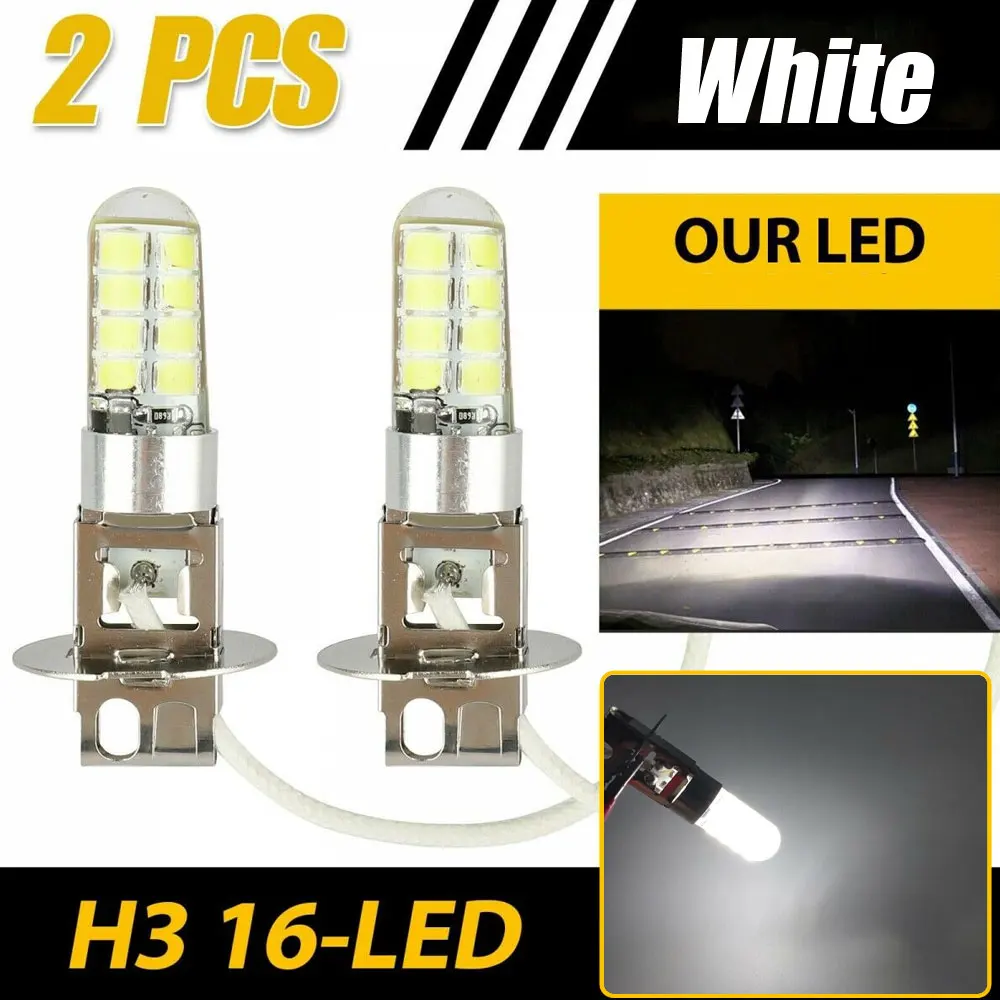 

2pcs H3 16-LED 12V Fog Light Bulbs/Driving Lights Replacement Bright White interior parts Professional Car Tuning accessories