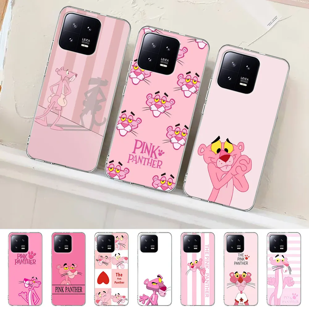 

Pink Funny Panther Case for Xiaomi Mi 13 12T 11 Ultra 12 11T 10T 9T Pro Note 10 9 A2 CC9 8 Lite 11i TPU Transparent Phone Cover