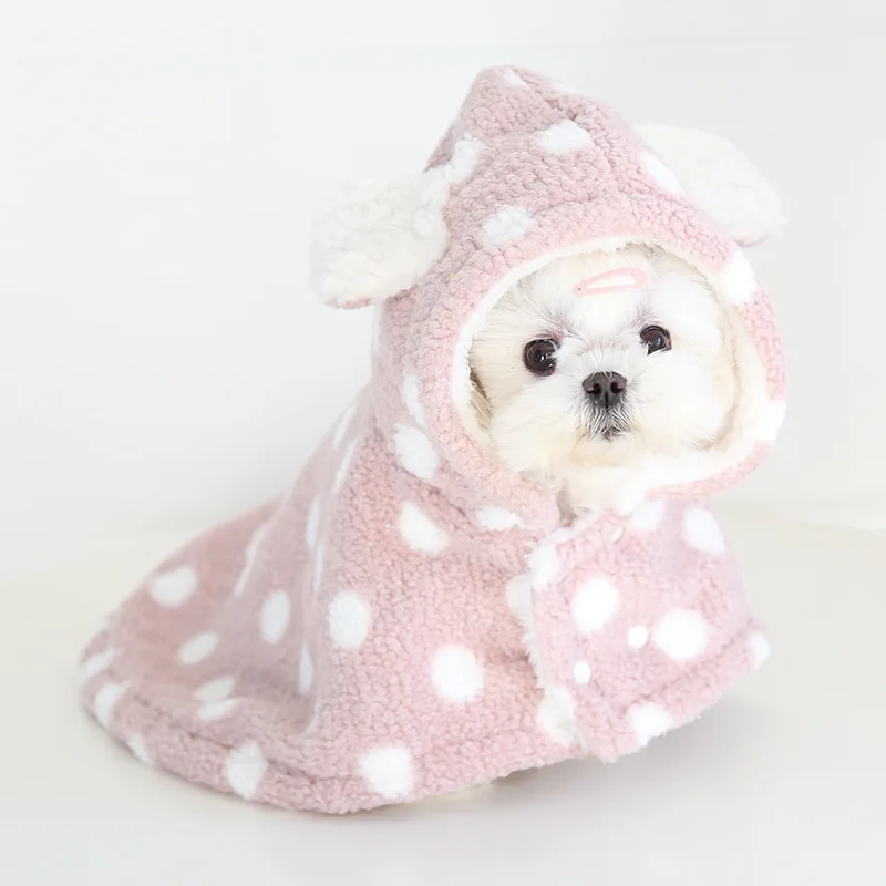 

Dot Bear Cloak Nightgown Autumn and Winter Thickened Cloak French Bucket Teddy Pet Clothes Home Service Pet Clothes