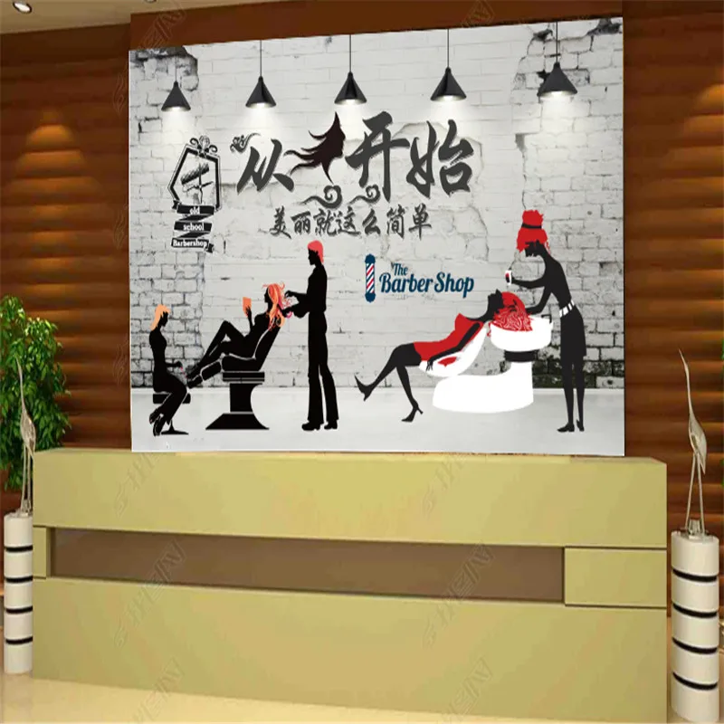 Современные модные парикмахерские обои на заказ промышленный декор фон