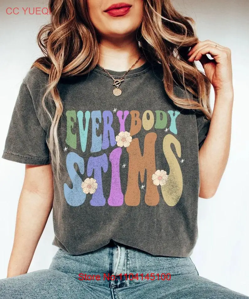 Everybody Stims Retro Groovy Floral T Shirt Neurodiversity Acceptance SPED Teacher Autism Mom Special Education