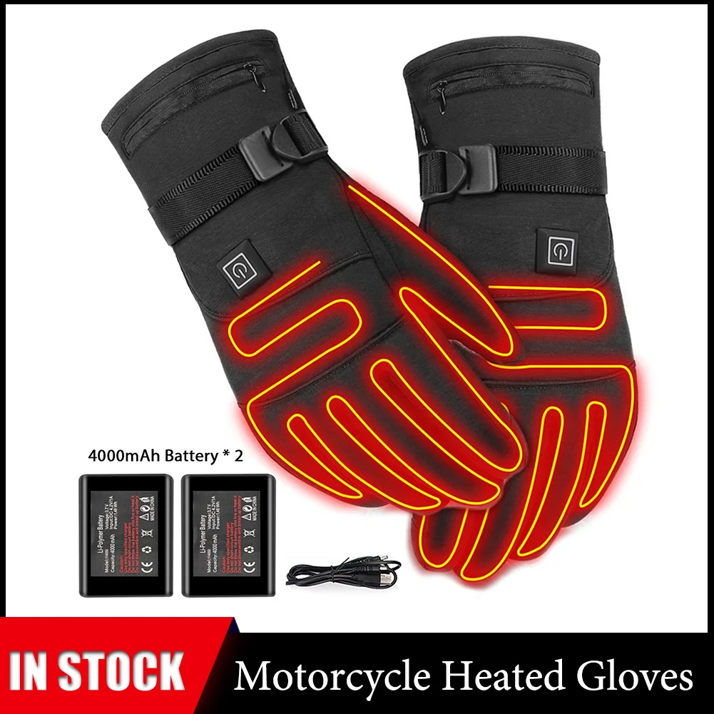 

Electric Heated Gloves With 3 Levels 4000mAh Rechargeable Battery Powered Heat Gloves Winter Outdoors Thermal Skiing Warm Gloves