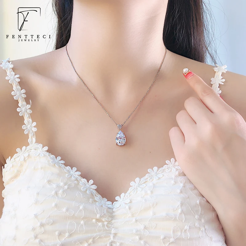 925 Sterling Silver Moissanite 9ct Dove Egg Simulation Diamond Water Drop Necklace Oval Pendant Female Banquet Fine Jewelry