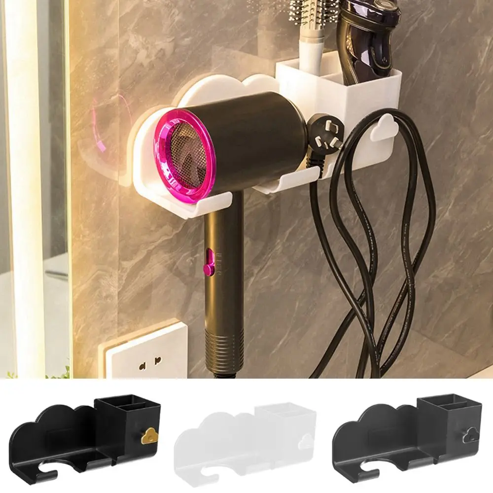 

Plastic Hair Dryer Holder Black Straightener Stand Practical Hairdryer Organizer for Bathroom Hair Dryer Hair Brush Straightener