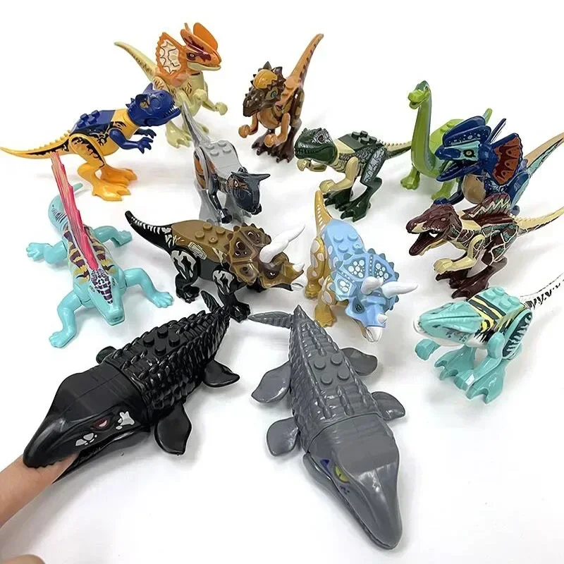 Фото Горячая распродажа!! Динозавр Юрского периода, морской мир, животные, Mosasaurus, Indominus Rex, модель, строительные блоки, просветляющие кирпичи, игрушки для детей №2