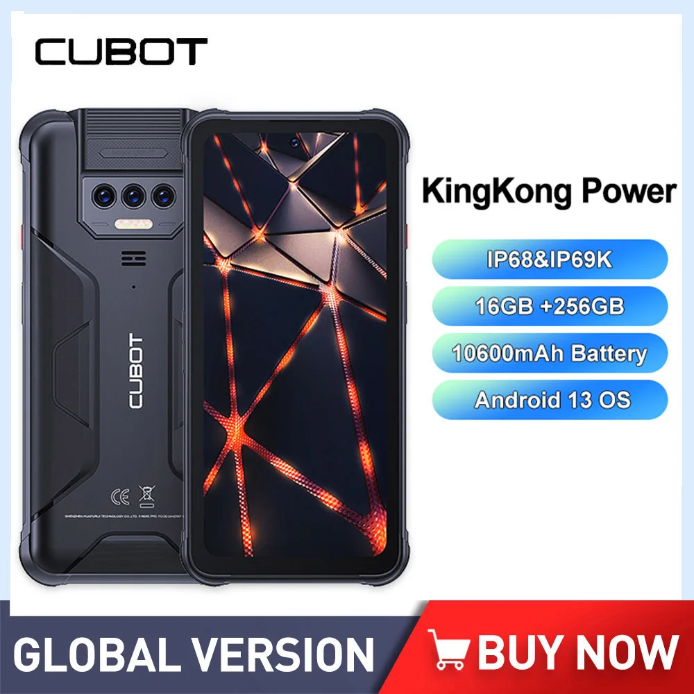 Cubot KingKong Power, прочные водонепроницаемые смартфоны, 8 ГБ + 256 ГБ, 6,5 дюйма, FHD, 10600 мАч, большая батарея, 48 МП, AI камера, NFC, мобильные телефоны