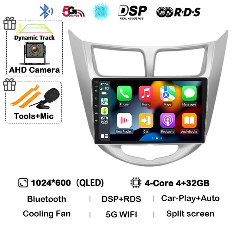 

Автомагнитола на Android 14 DSP для Hyundai Solaris Verna Accent 1 2010 2011 2012 2013 2014 2015 2016, мультимедийный плеер с GPS, головное устройство
