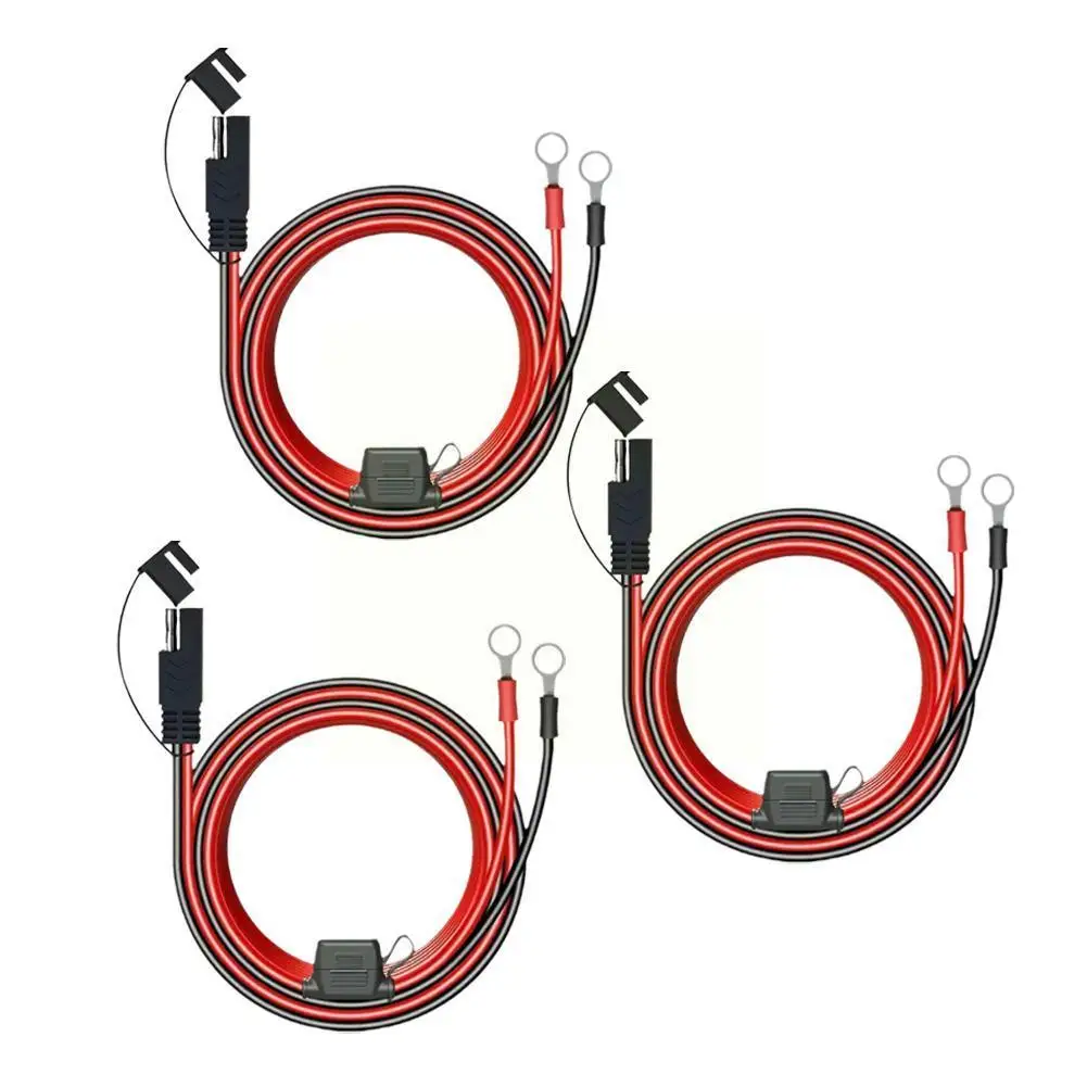 

3Pcs 16AWG SAE 2 Pin Quick Disconnect To O Ring Terminal Harness Connecters Cord Cable Connector For Battery Charger/Mainta O1E2