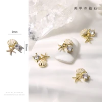 5pcs starfish nail art decoration 910mm gold silver metal zircon luxury designer nail charms diy manicure accessories wholesale