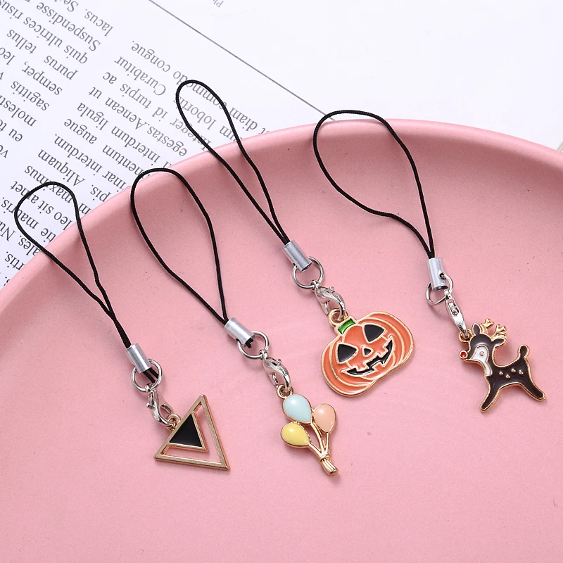 1Pcs Metal Animal Rainbow Triangle Mobile Phone Pendant Lanyard Diagonal Anti-Lost Key Chain Accessories Decoration Ladie Gift