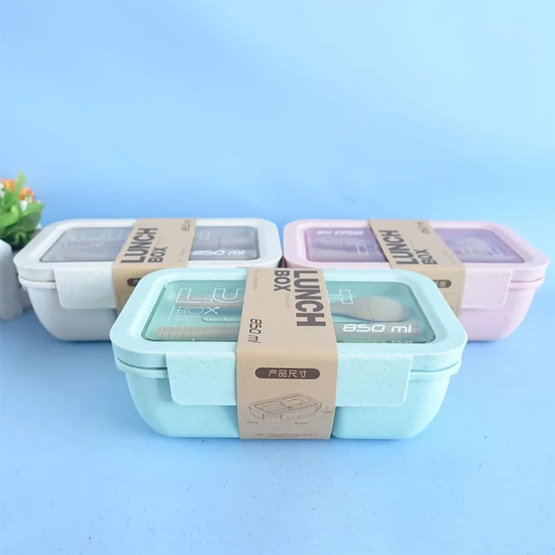 Ланч-бокс для микроволновки 850 мл из пшеничной соломы сохраняет свежесть детей