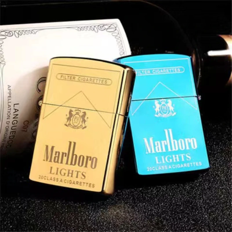 

Retro Cigarette Case Charm Lighter Metal Windproof Kerosene Lighter Frosted Cigarette Lighter Mens Gift