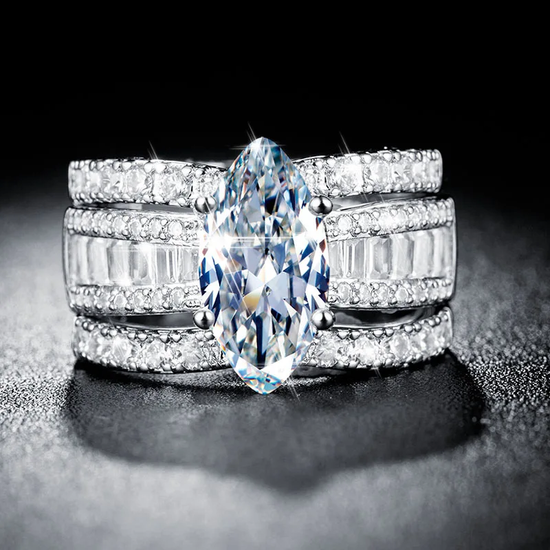 

Women Silver Marquise Cut 3.15ct White Topaz Gorgeous 3pcs