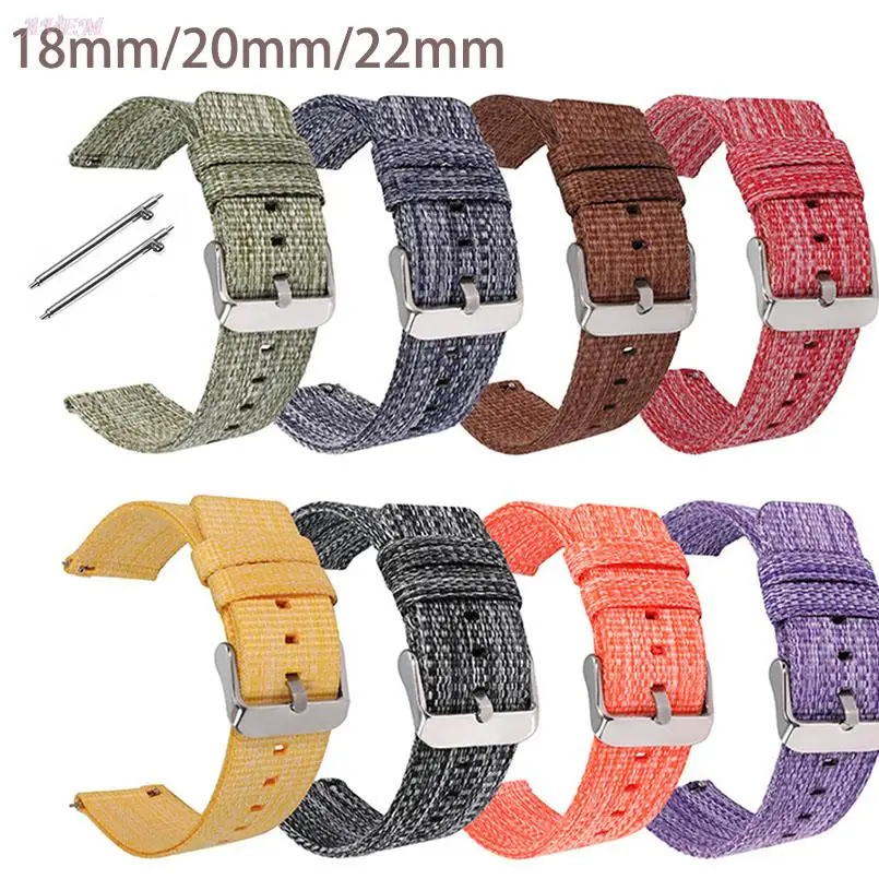 

Nylon Canvas Watchband 18mm 20mm 22mm Quick Release Strap For Huawei gt2 Samsung Gear S4 Galaxy Watch Band Fitbit versa lite