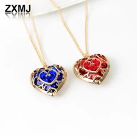 zxmj explosive love necklace fashion hollow crystal necklaces for women popular sweater chains game peripheral accessories